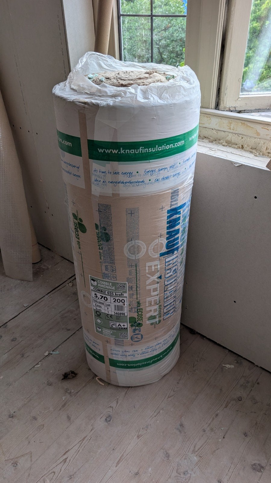 Knauf Glaswol isolatie - 200mm dik, 5,70 m², Ophalen, Dakisolatie, 12 cm of meer, Nieuw