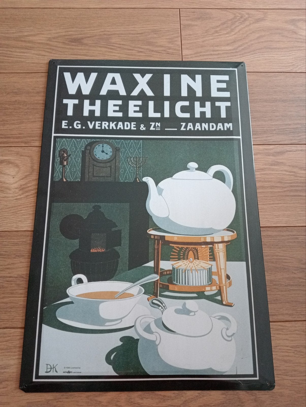 Vintage blikken reclamebord Verkade waxine theelicht, Ophalen, Gebruikt, Reclamebord