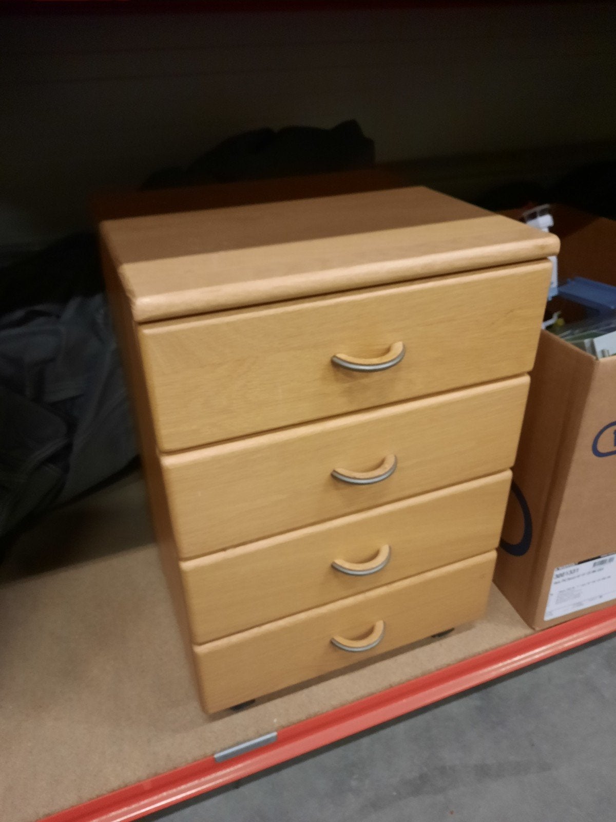Eiken verrijdbaar kastje met 4 laden, Ophalen, Minder dan 50 cm, Gebruikt, Eikenhout