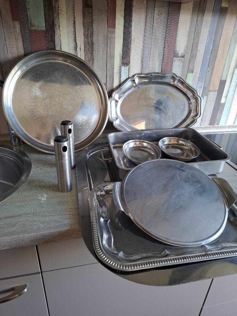 roestvrijstalen serveer en dekschalen, Ophalen, Zilver, Metaal, Overige merken