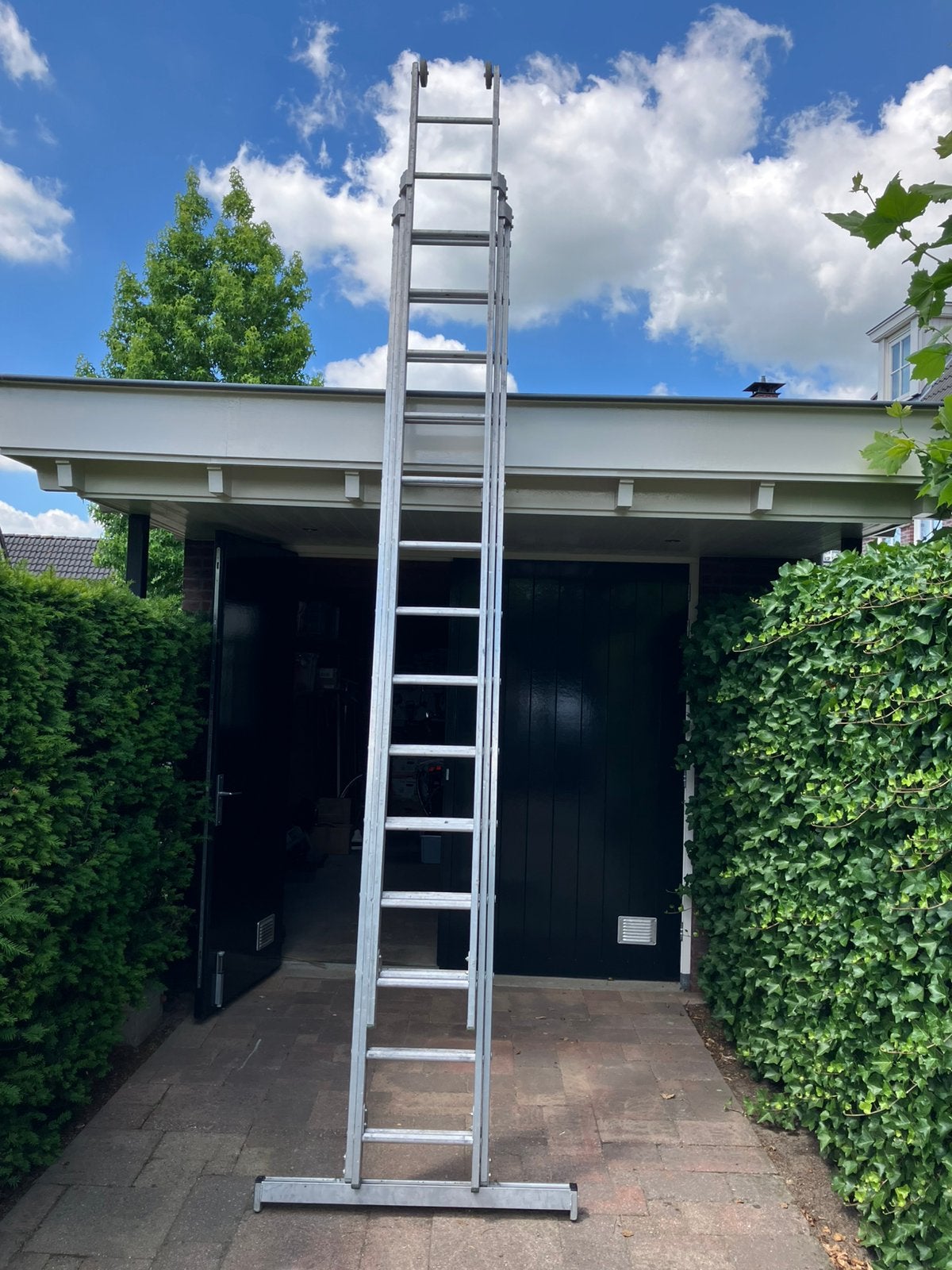 Alga ladder 3 x 14 aluminium, Doe-het-zelf en Verbouw, Ladders en Trappen, Ophalen, Gebruikt, Ladder, 4 meter of meer