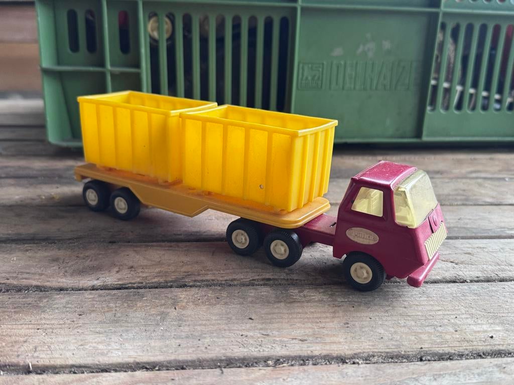 Vintage Tonka Truck met Dubbele Container - Speelgoed, Kinderen en Baby's, Speelgoed | Speelgoedvoertuigen, Ophalen of Verzenden