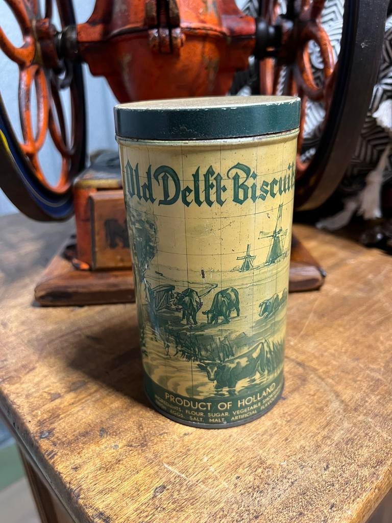 Old Delft biscuits blik, Ophalen of Verzenden, Zo goed als nieuw, Glas of Glazen, Overige merken