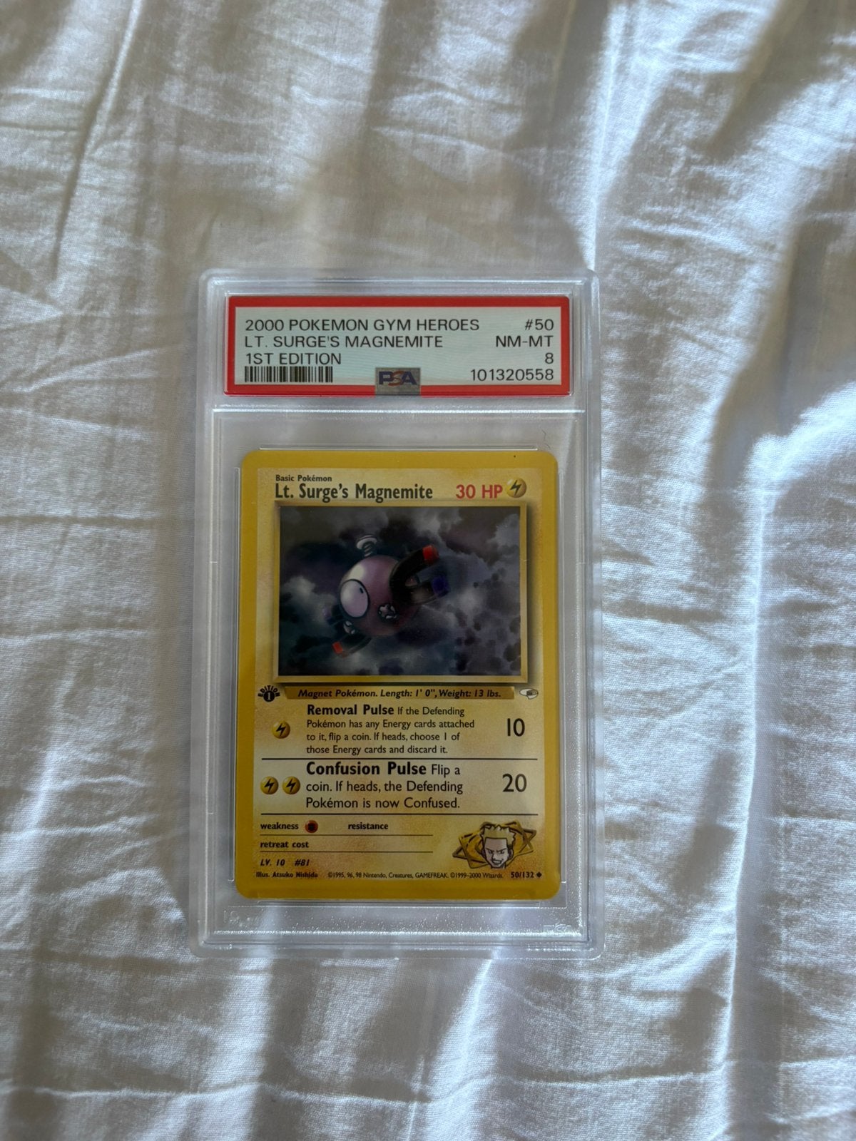 Lt. surge’s magnemite psa 8, Ophalen of Verzenden, Nieuw, Losse kaart, Foil