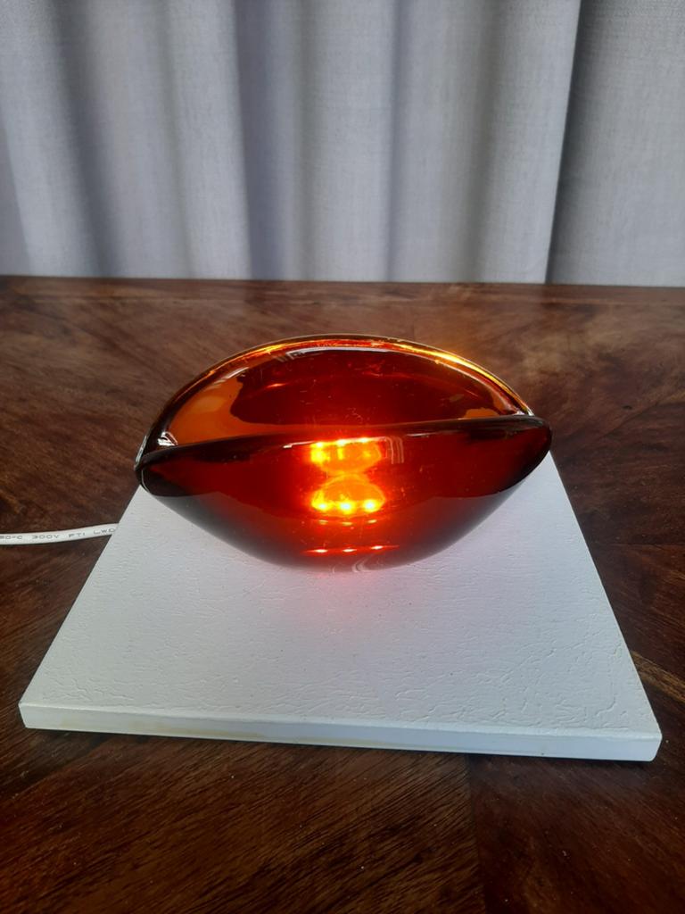 Amberbruin  Murano glazen bakje., Antiek en Kunst, Ophalen