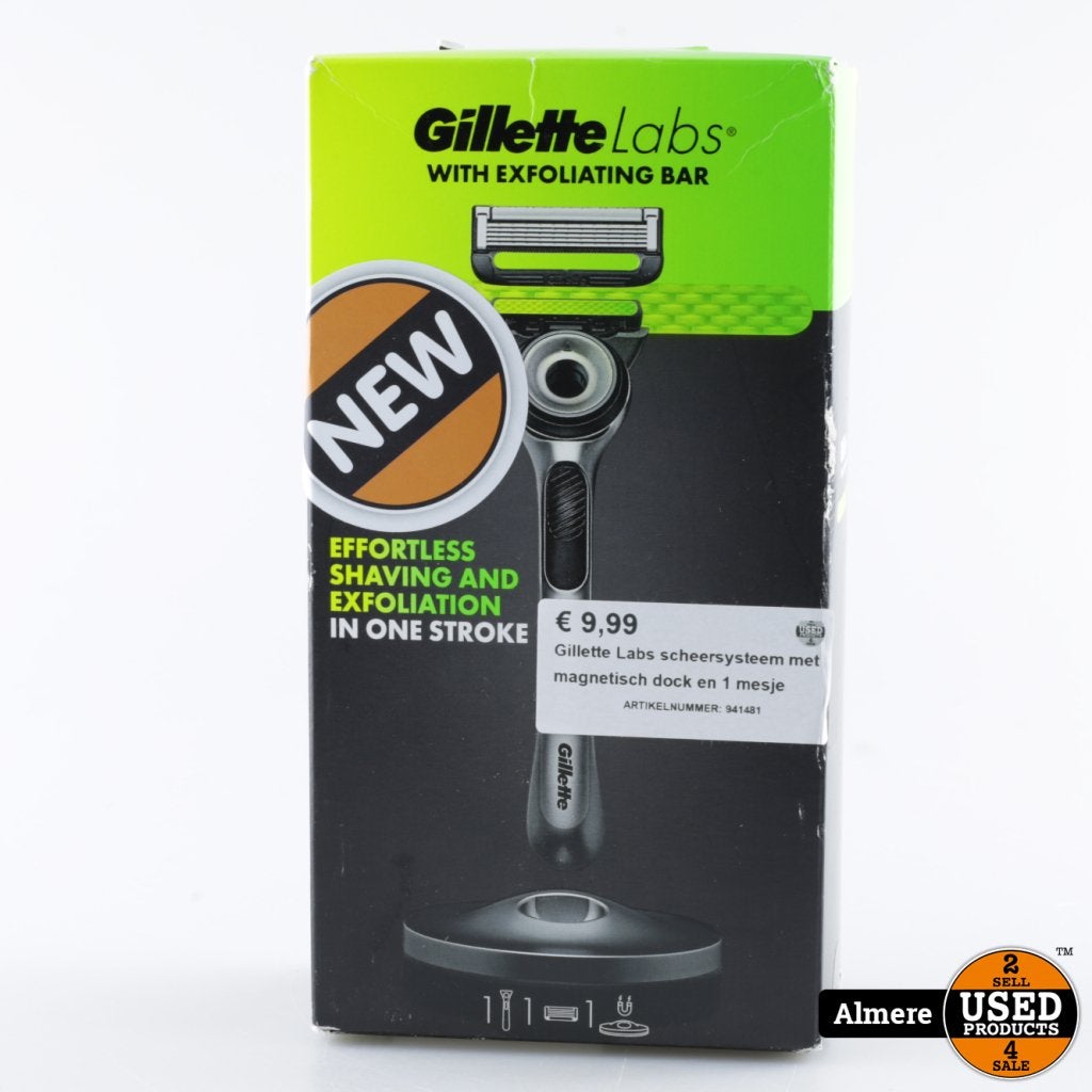 Gillette Labs scheersysteem met magnetisch dock en 1 mesje, Flex Ltd., Gebruikt, https://flex.com/contact-us, Nobelstraat 10, 5807 GA Oostrum LB, Limburg, Nederland