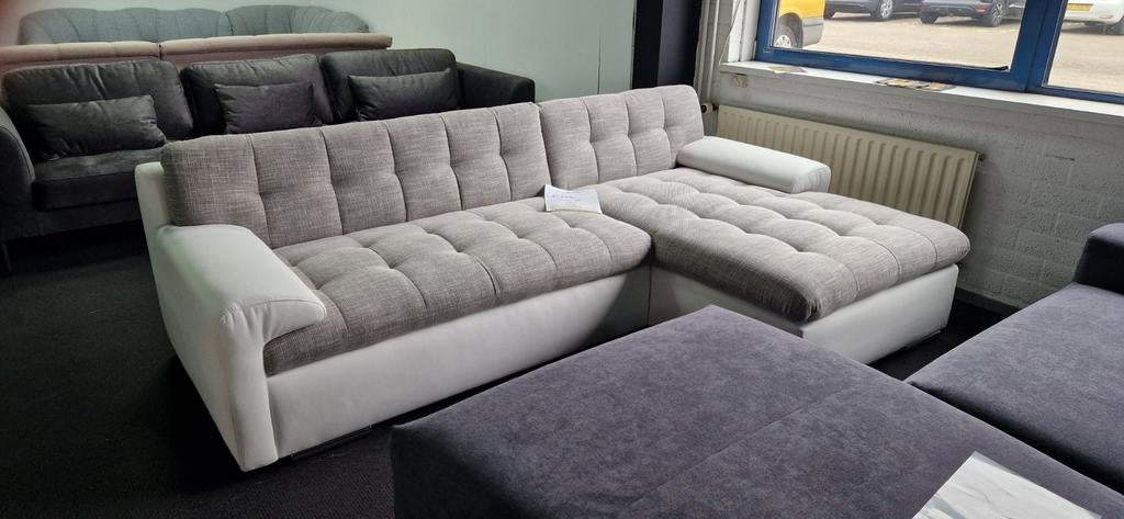 Nieuwe trendy hoekbank wit grijs moderne loungebank, Huis en Inrichting, Leer, Nieuw, Ophalen of Verzenden, 150 cm of meer