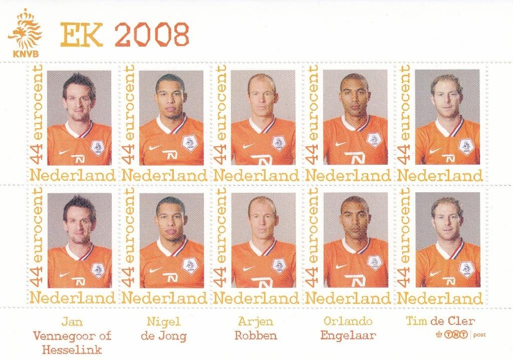 Nederland- 2008- Sport- Voetbal- EK 2008- Vel- P, Postzegels en Munten, Postzegels | Nederland, Ophalen of Verzenden, Na 1940