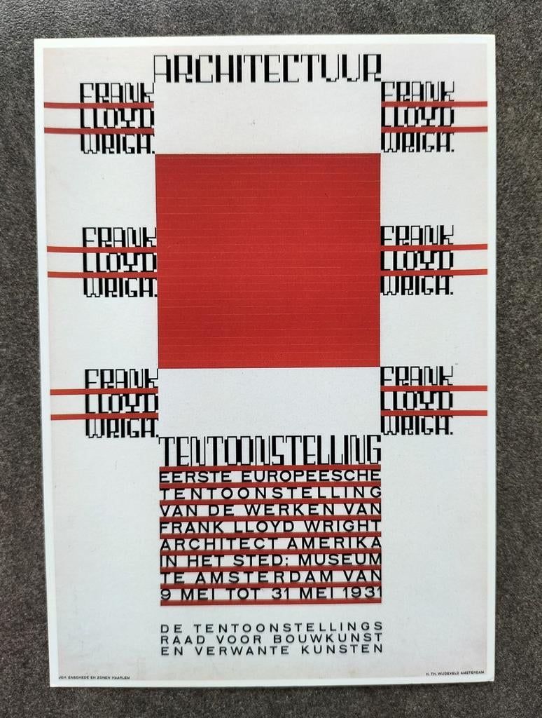 Ansichtkaart: Frank Lloyd Wright 1931 - H.Th. Wijdeveld, Gelezen, Ophalen of Verzenden, Art Unlimited, Grafische vormgeving