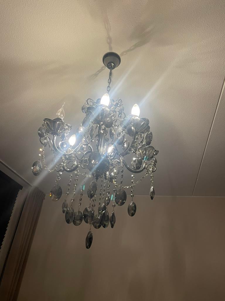 Kroonluchter zwart, Huis en Inrichting, Lampen | Kroonluchters, Ophalen, Zo goed als nieuw