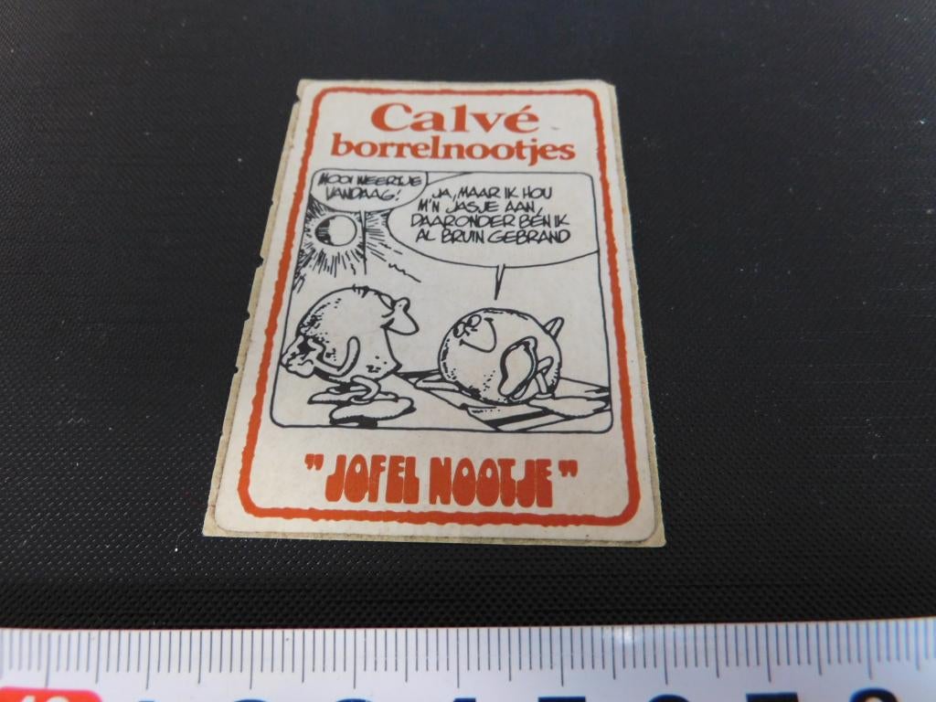 sticker calvé borrelnootjes strip jofel nootje mooi weertje, Ophalen, Zo goed als nieuw