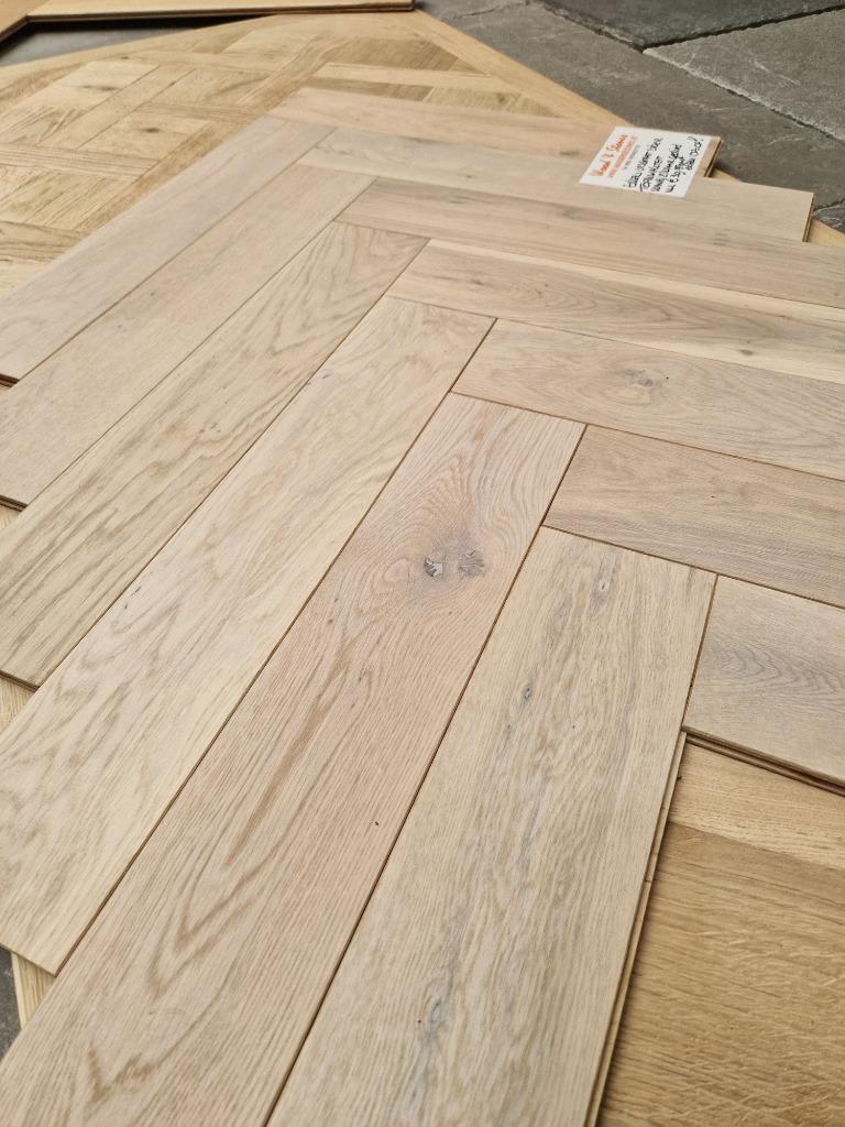 Eiken visgraat vloer parket nergens goedkoper!, Parket, Nieuw, Ophalen of Verzenden, 10 tot 30 cm