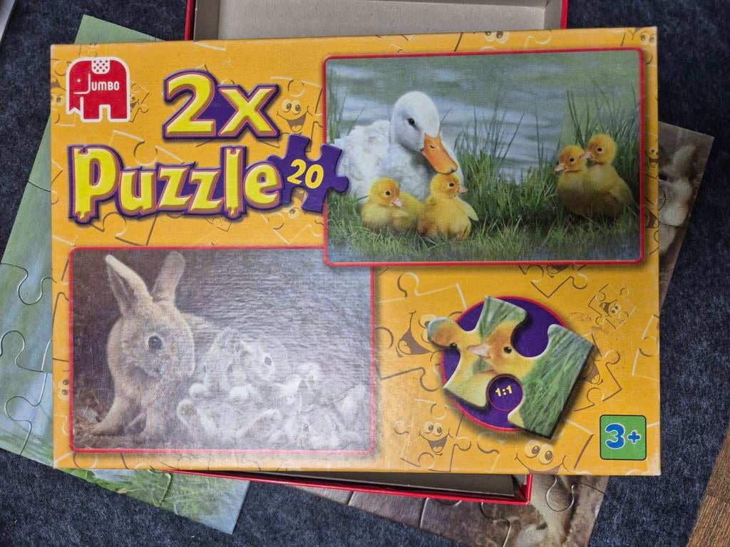 Jumbo 2x20 Puzzel - Dieren, Ophalen of Verzenden, Meer dan 50 stukjes, Zo goed als nieuw, 2 tot 4 jaar