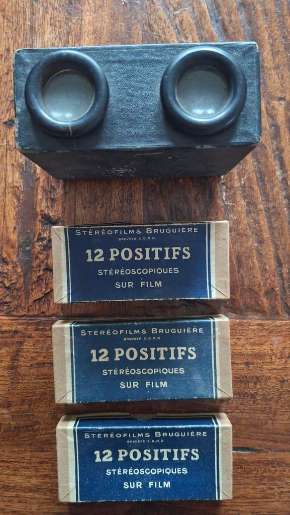 Vintage Antiek Stereoscoop - 3 dozen stereoscopische slides, Ophalen of Verzenden
