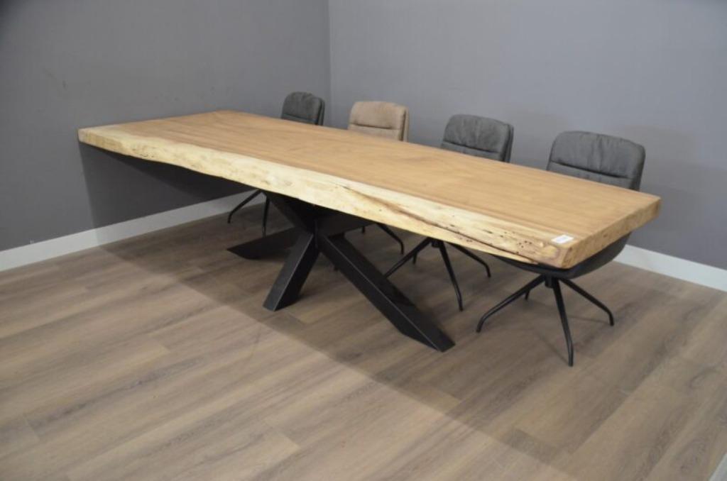 Suar Boomstamtafel 300 cm - 3 meter boomstamtafel, Huis en Inrichting, Tafels | Eettafels, Overige materialen, Ophalen of Verzenden