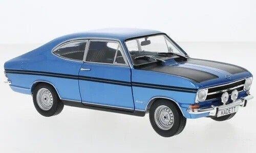 Opel Kadett B Rallye 1967 Blauw/Zwart, Hobby en Vrije tijd, Modelauto's | 1:24, Ophalen of Verzenden, Nieuw, Auto, Overige merken