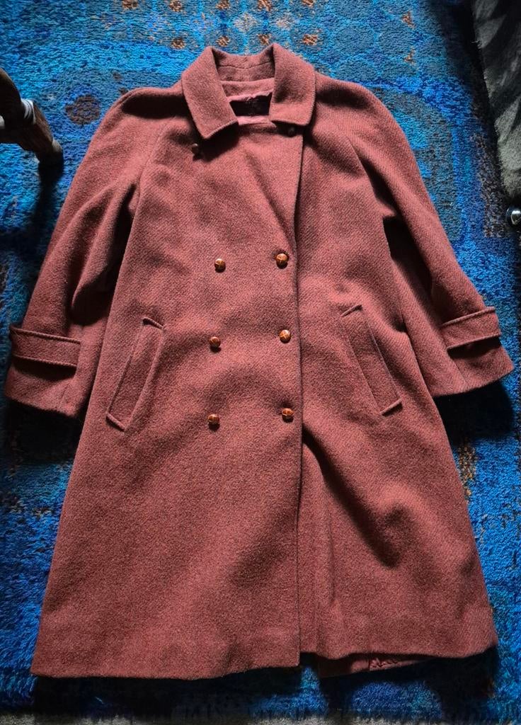 Arama Paris brique steenrood wollen vintage jas, Kleding | Dames, Jassen | Winter, Maat 38/40 (M), Ophalen of Verzenden, Rood