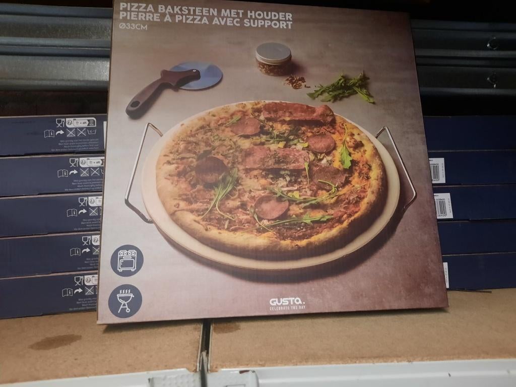 Gusta - Pizza Baksteen met houder slechts € 9,- per stuk!, Huis en Inrichting, Keuken | Keukenbenodigdheden, Nieuw, Ophalen of Verzenden