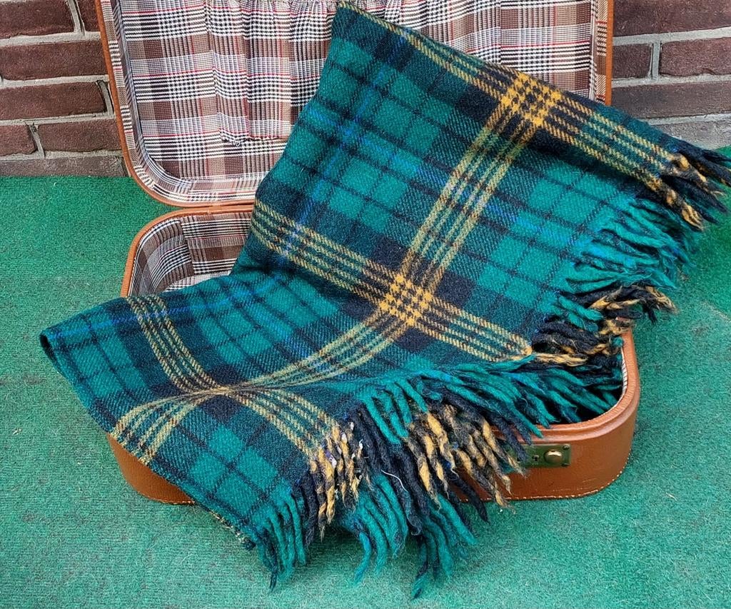 Vintage Schotse Plaid Wollen Deken gemerkt Woolly, Huis en Inrichting, Woonaccessoires | Plaids en Woondekens, Ophalen of Verzenden