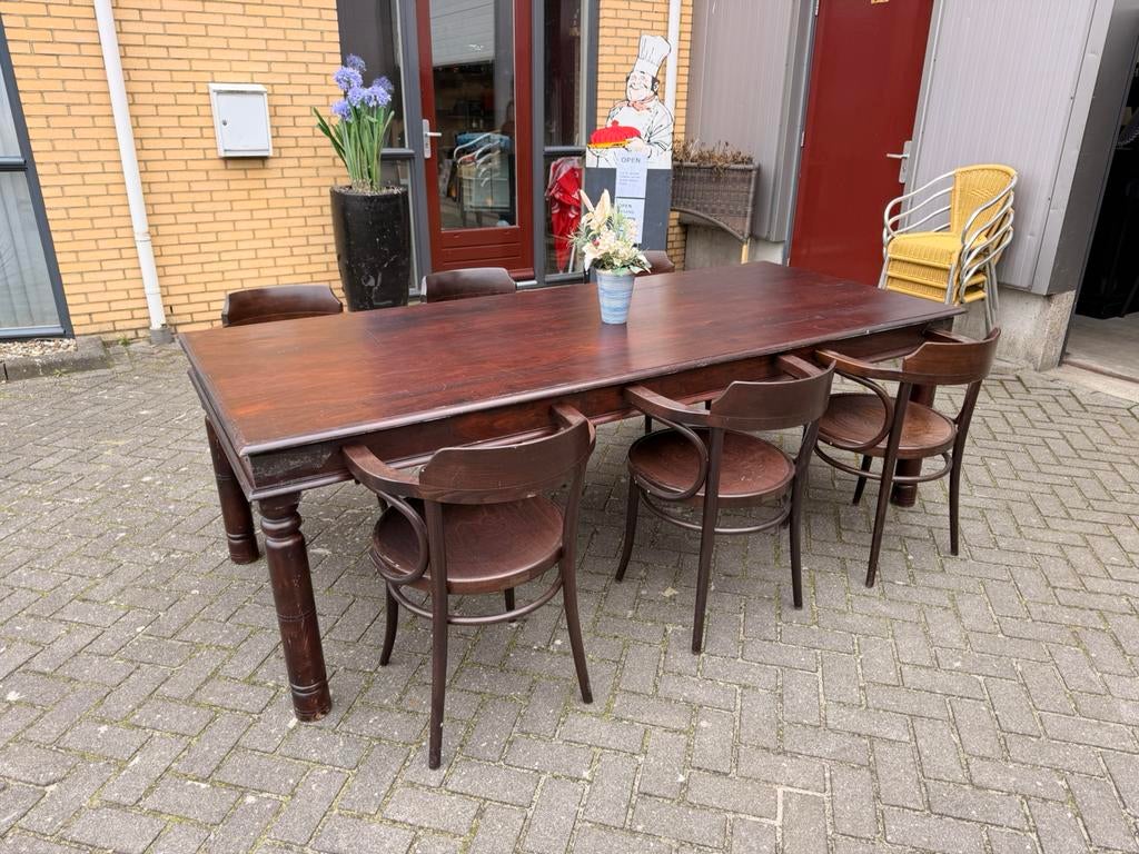 Klassieke massief houten koloniale tafels 240x100 cm, Antiek en Kunst, Ophalen of Verzenden