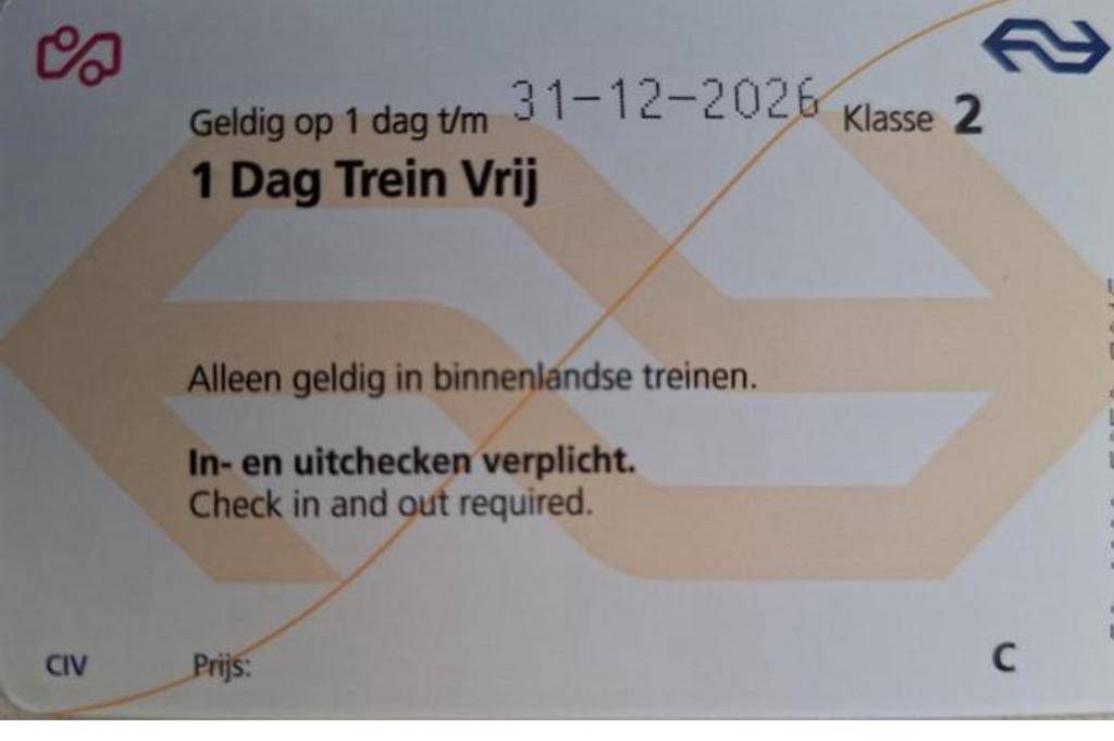 Ns trein kart of  Couponcode, Tickets en Kaartjes, Eén persoon, Trein, Algemeen kaartje