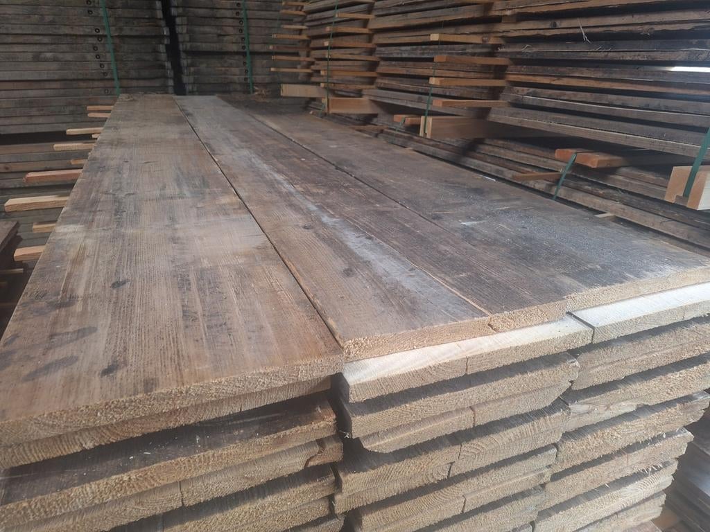 Mooie grote  partij brede  sloophout  planken barnwood, Doe-het-zelf en Verbouw, Hout en Planken, Ophalen, Gebruikt, Minder dan 25 mm