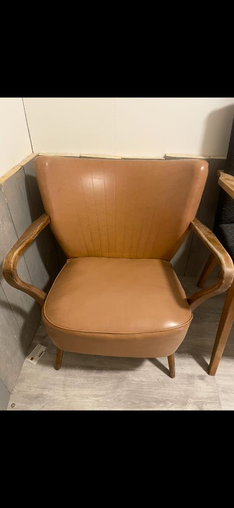 Vintage cocktail stoeltje, Ophalen, Gebruikt, Bruin, Vintage