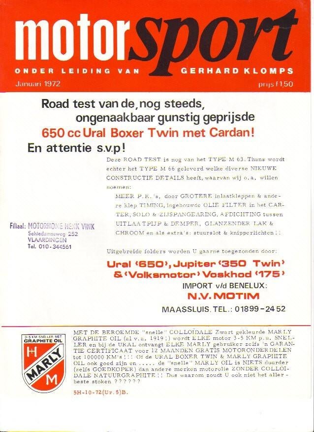 Ural boxer 650 cc motor test (5520z) 1972, Motoren, Ophalen of Verzenden, Overige merken