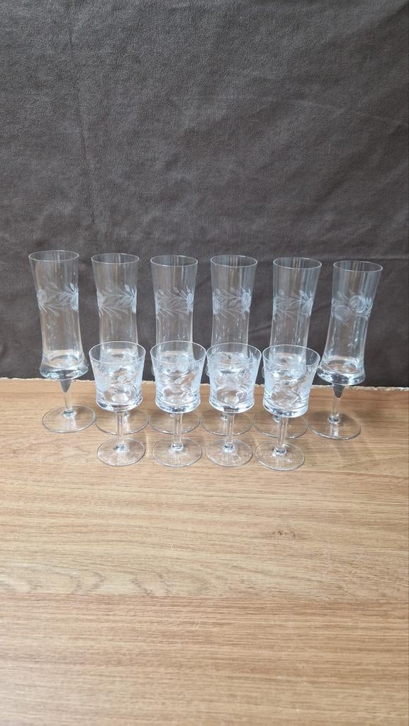 Vintage Kristallen champagne en wijnglazen, Ophalen of Verzenden, Zo goed als nieuw, Overige typen