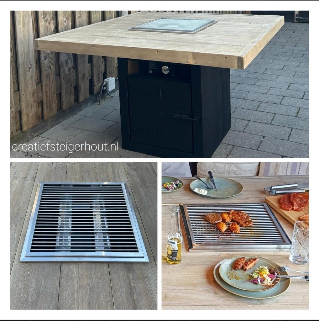 BBQ-tafel gasbarbecue ingebouwd in tafel met kolom poot, Ophalen of Verzenden, Nieuw