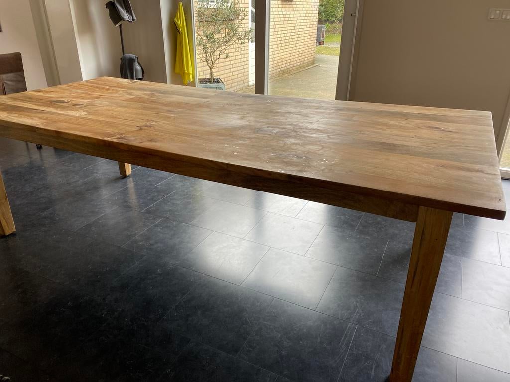 Teakhouten tafel, 100 tot 150 cm, 200 cm of meer, Ophalen of Verzenden, Zo goed als nieuw