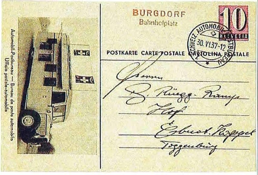 Zwitserland 1937 D49 Stempel Rijdend Postkantoor auto, Verzenden, Envelop