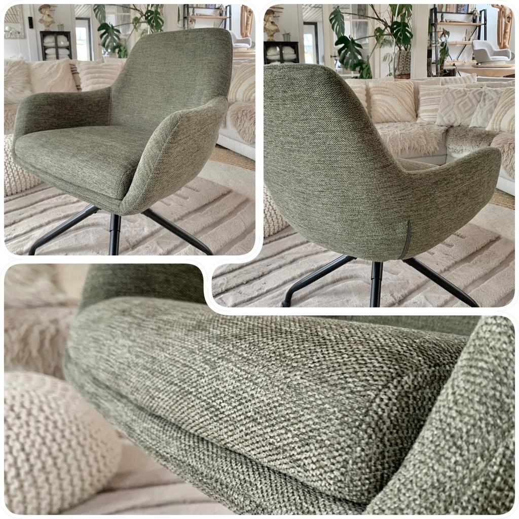 6 Japandi green - draaibare eetkamerstoelen- fotoshoot, Ophalen, Draaibare stoelen draaistoel, Zo goed als nieuw, Stof