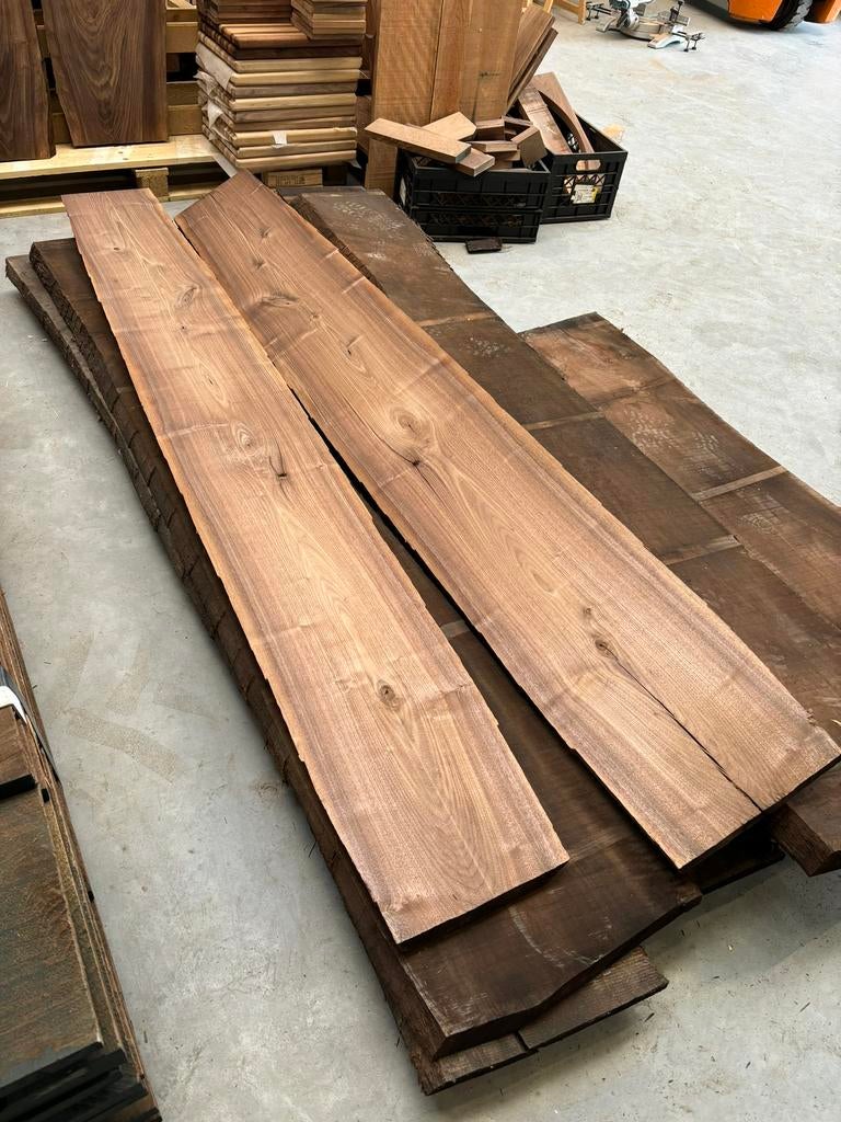 Amerikaans Noten Schaaldelen - Slabs - Boules, Doe-het-zelf en Verbouw, Hout en Planken, 25 tot 50 mm, Nieuw, Ophalen of Verzenden