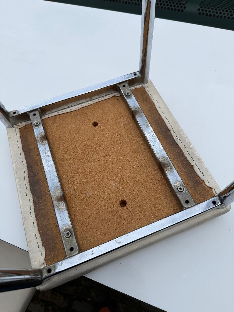 Jaren 60 eethoekje formica en metaal chroom tafel, Huis en Inrichting, Tafels | Eettafels, Ophalen, Gebruikt, 100 tot 150 cm, Overige materialen