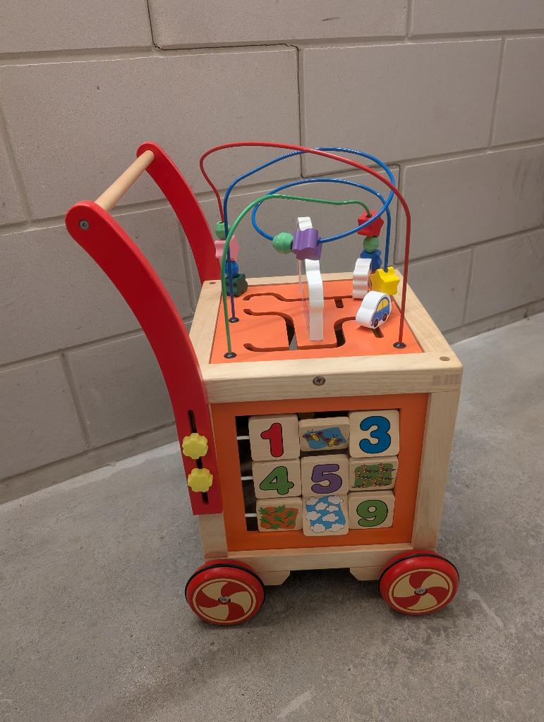 Houten loopwagen met activiteiten, Kinderen en Baby's, Ophalen, Gebruikt, Duw- of Trekspeelgoed