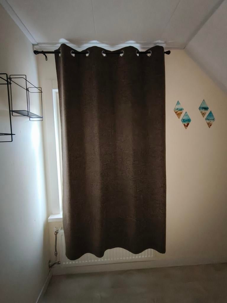 Gordijnen zgan kleur donker bruin, Ophalen of Verzenden, Zo goed als nieuw, Bruin, 200 cm of meer