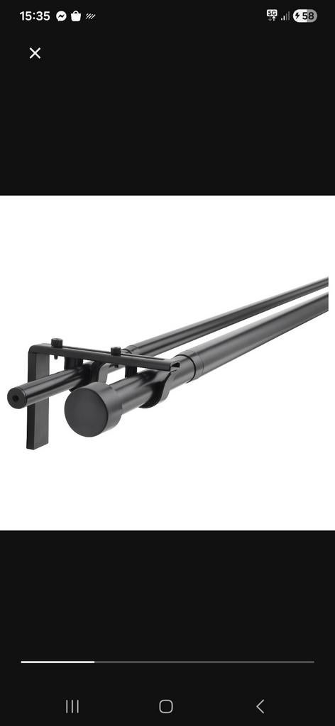 Gordijnroede zwart, Zwart, Zo goed als nieuw, Minder dan 100 cm, 50 tot 100 cm