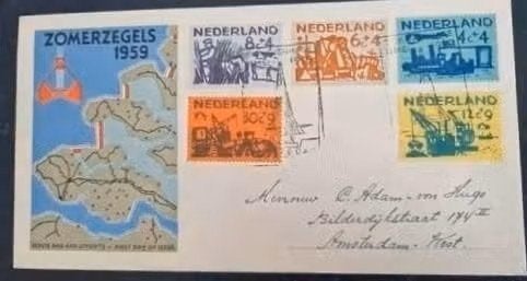 Nederland 1959 - FDC E38 - Zomerzegels, Postzegels en Munten, Ophalen of Verzenden, Na 1940