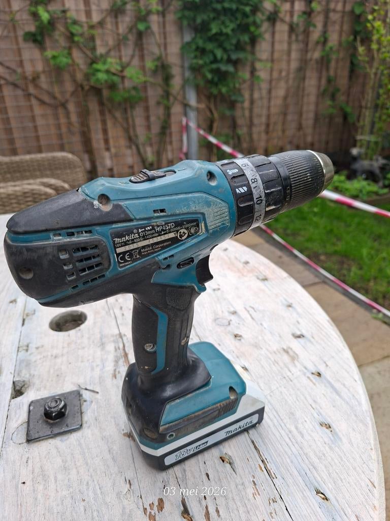 Makita HP457D 18V Klopboormachine - Gebruikt, Gebruikt, Ophalen of Verzenden, Boor- en Schroefmachine, Minder dan 400 watt