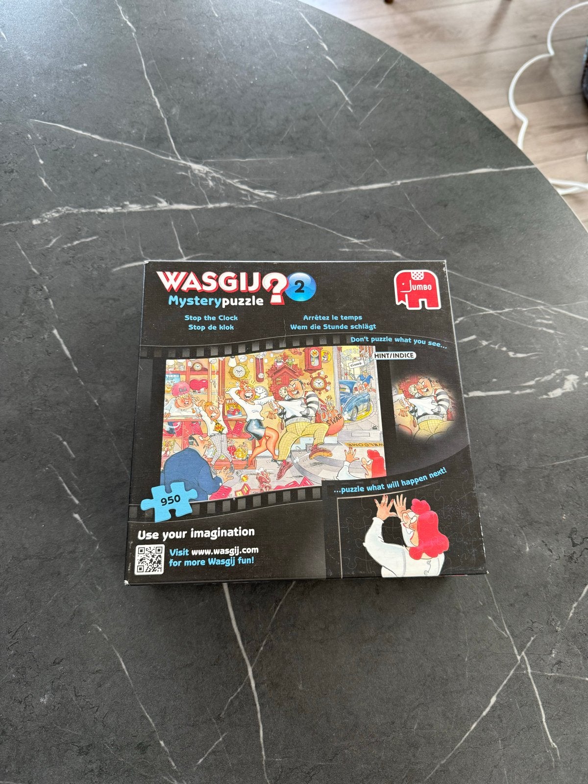 Wasgij Original 2: Stop de Klok - Mystery Puzzel 950 stukjes, Ophalen of Verzenden, 500 t/m 1500 stukjes, Gebruikt, Legpuzzel
