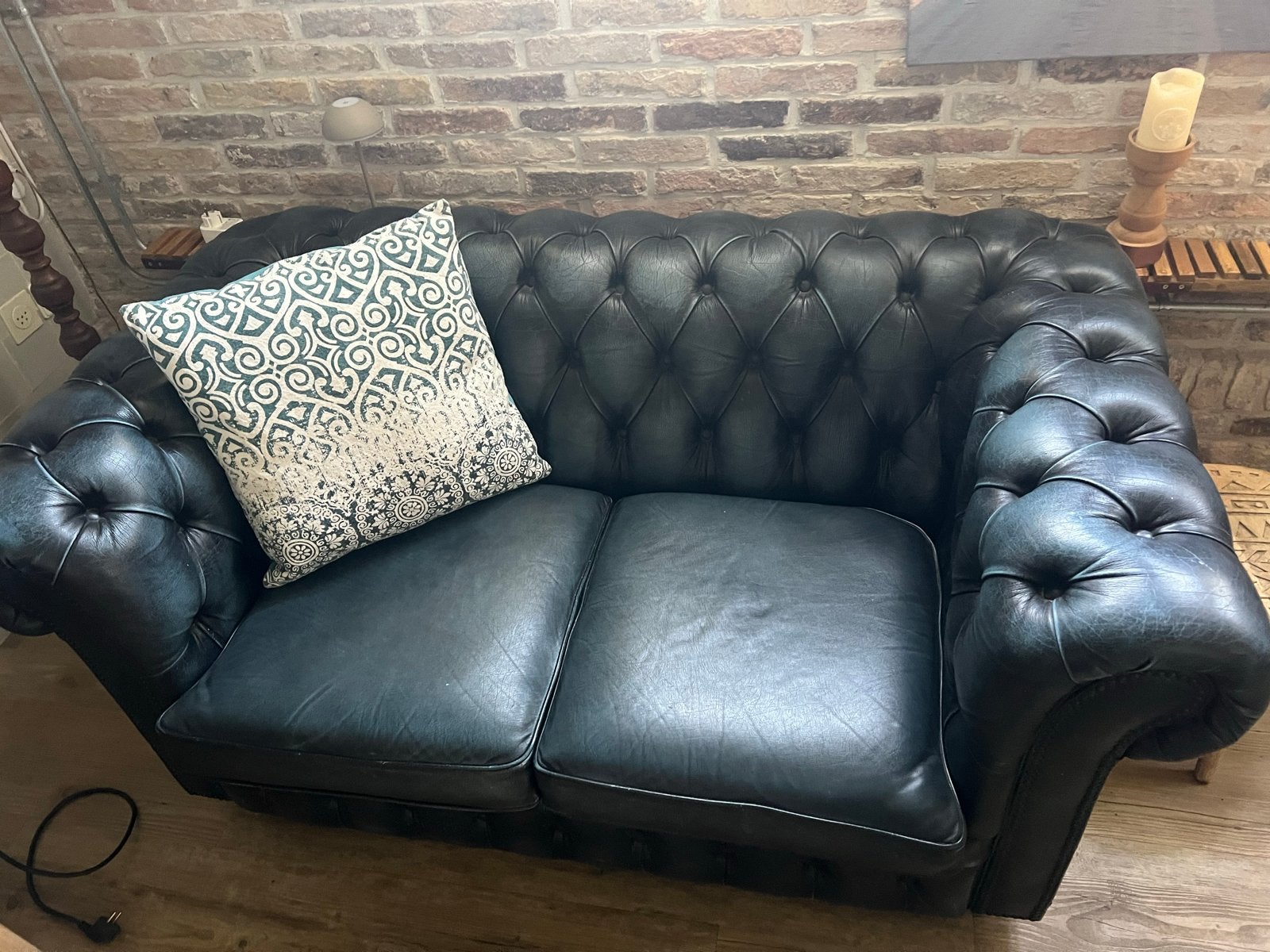 Mooie originele Tweezits Chesterfield bank, Huis en Inrichting, Ophalen, Gebruikt, 150 tot 200 cm, Tweepersoons