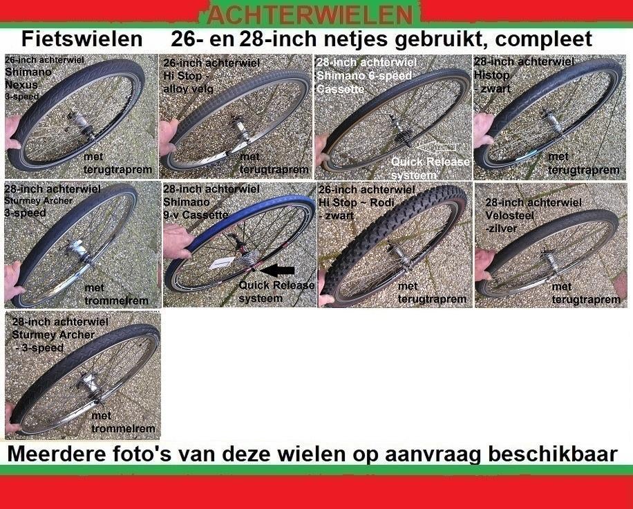 Fiets achterwielen 26- en 28-inch gebruikt compleet met band, Fietsen en Brommers, Fietsonderdelen, Ophalen, Gebruikt, Wiel, Overige merken