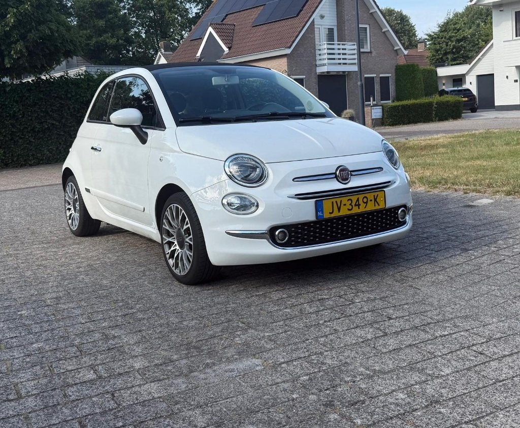 Fiat 500C 0.9 80pk Turbo Twinair Lounge 2016 Wit, Auto's, 31 €/maand, Cabriolet, Leder en Stof, Wit