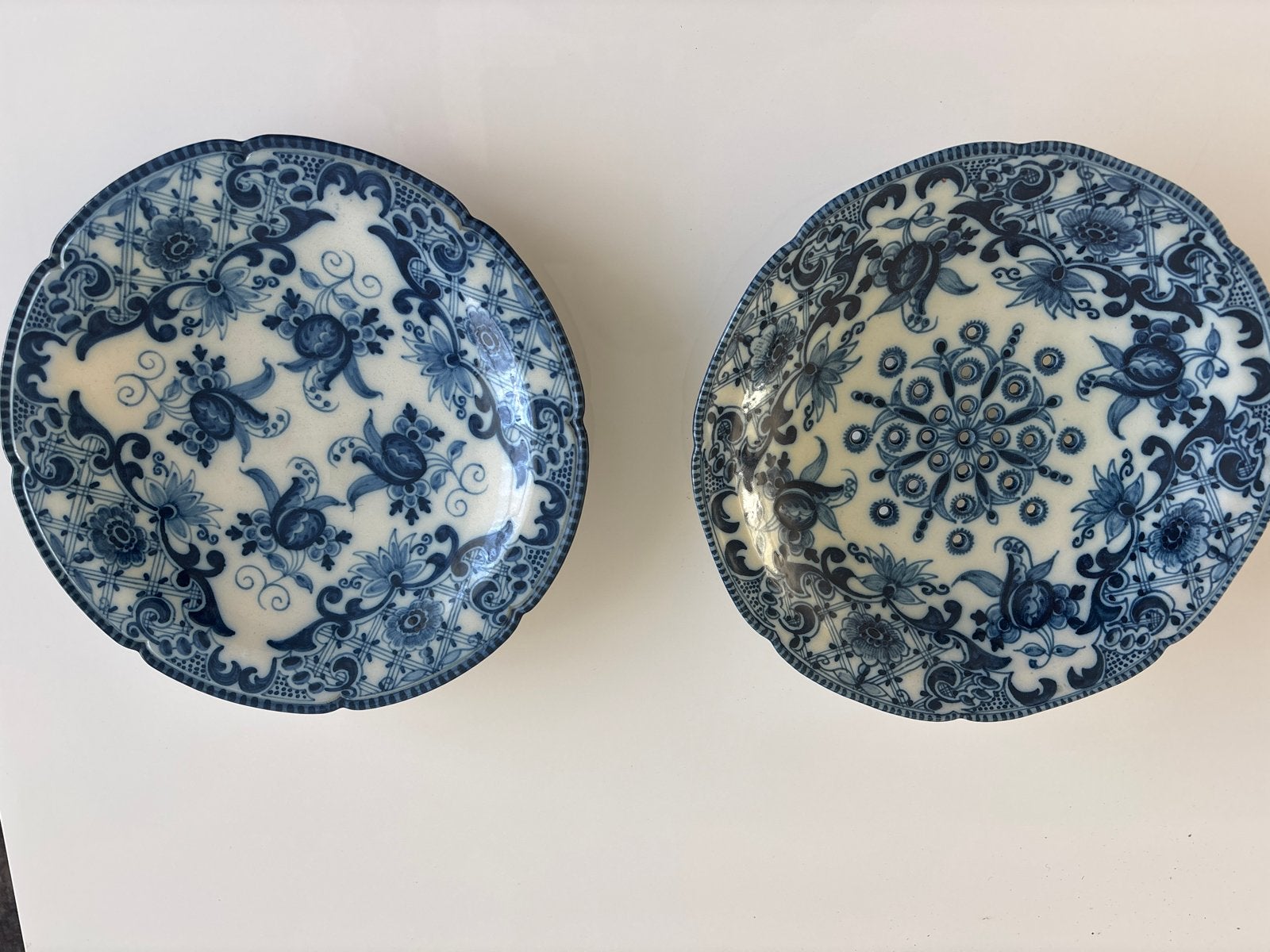 Antieke blauw-witte porseleinen fruitkommen (2 stuks), Ophalen of Verzenden