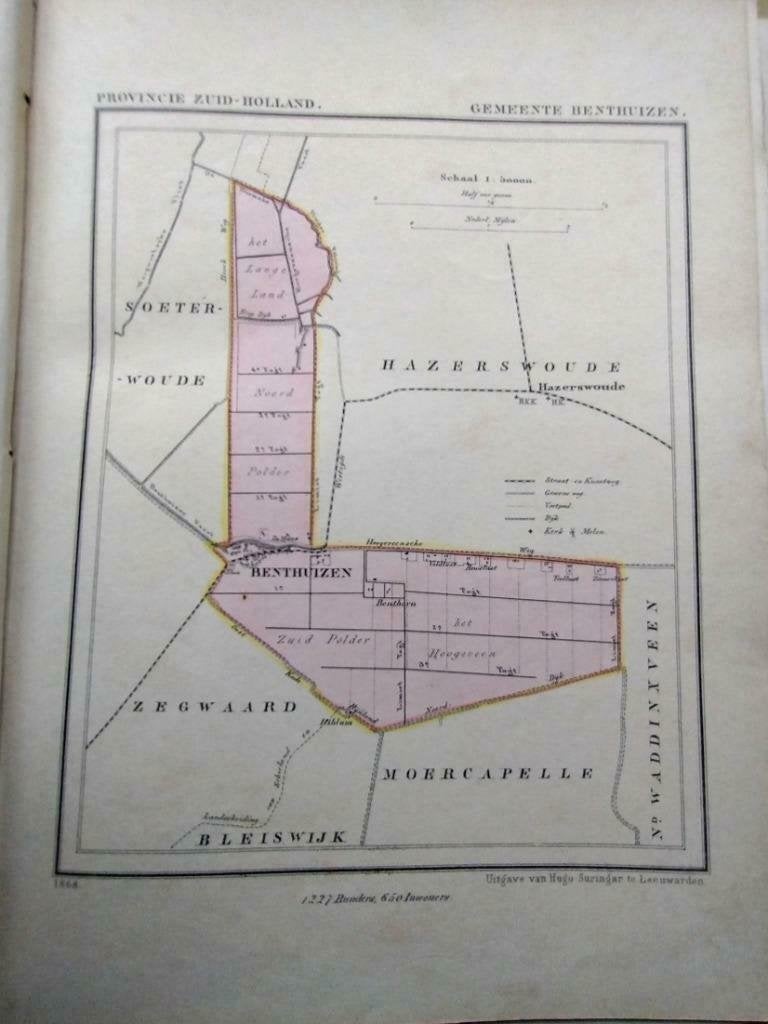 015 / Benthuizen / Benthorn Litho 1865 Kuyper ZH, Antiek en Kunst, Ophalen of Verzenden