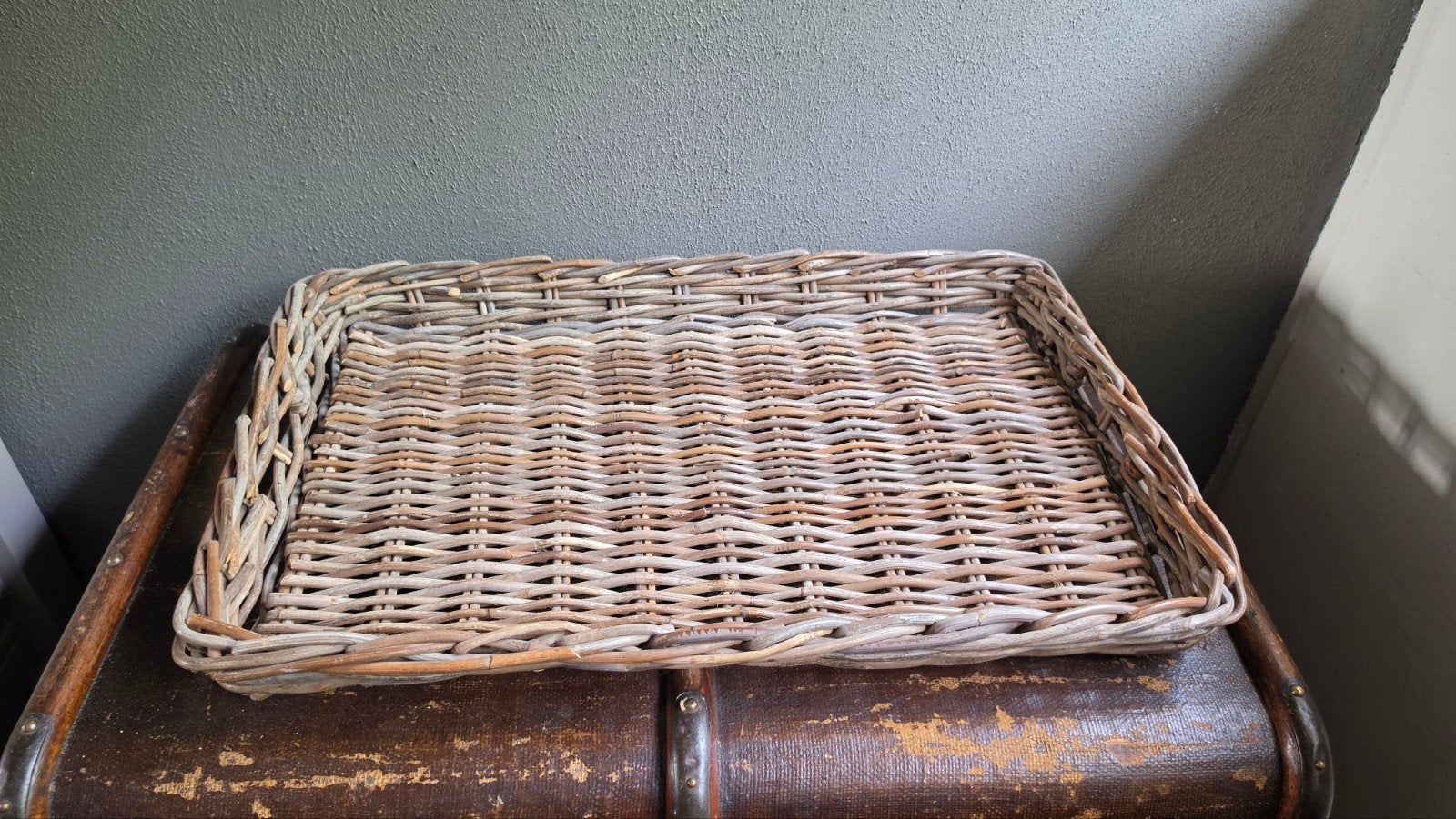 groot rieten rotan  dienblad, Huis en Inrichting, Ophalen of Verzenden, Overige materialen