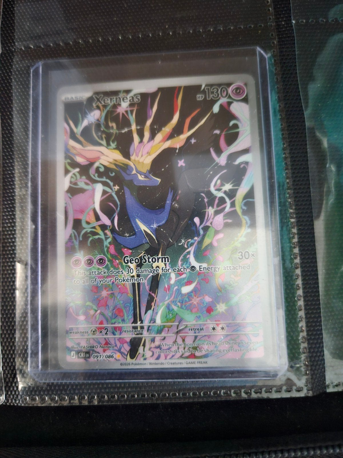 Pokemon Xerneas 091/086 Chaos Rising, Ophalen of Verzenden, Zo goed als nieuw, Losse kaart, Foil