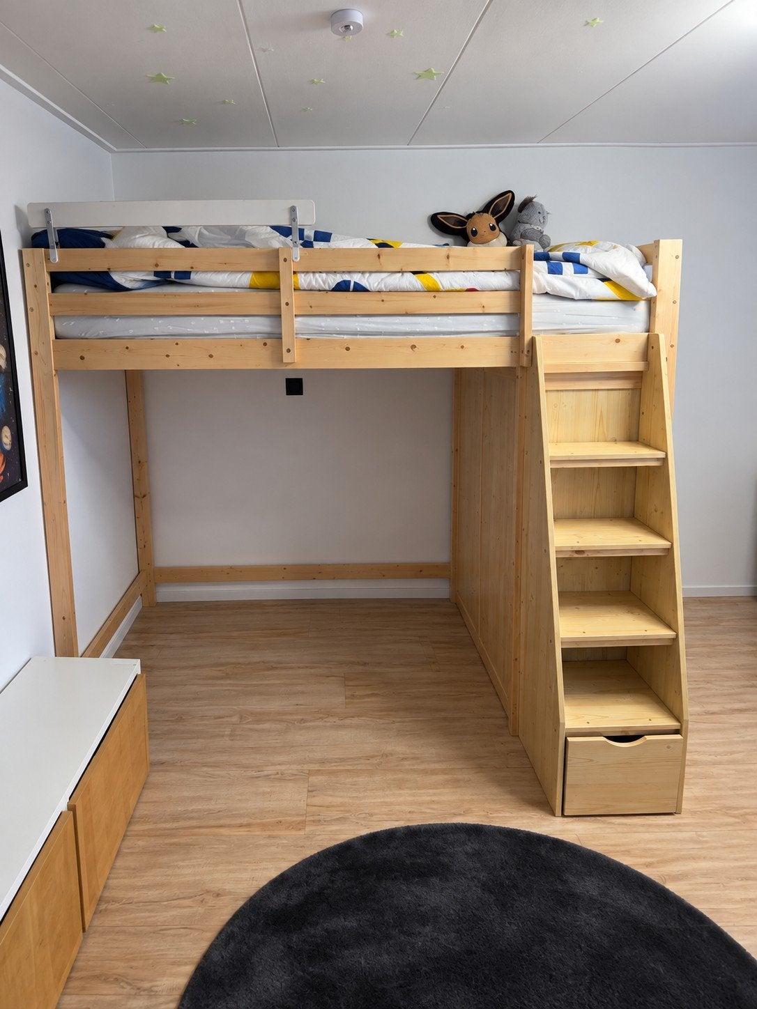 Foto 7 van Houten hoogslaper met kast en lade - Natuurlijk hout