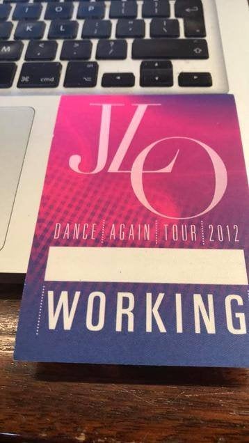 Jennifer Lopez JLO 2012 limited rare working backstage pas, Ducoso, Ophalen of Verzenden, Zo goed als nieuw, Foto of Kaart